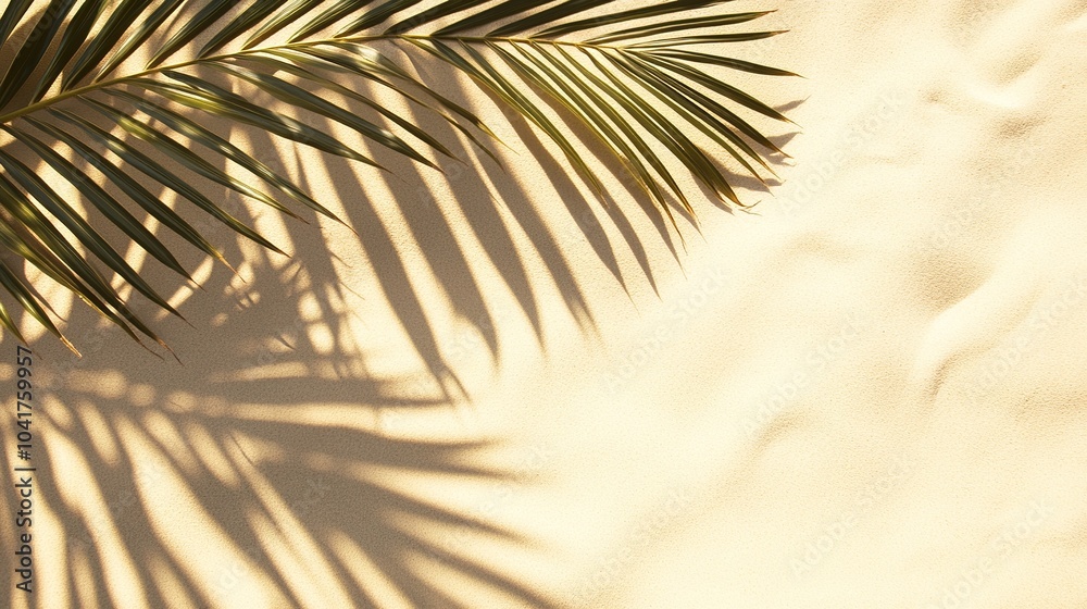 Tropical Palm Leaf Shadow on Warm Background