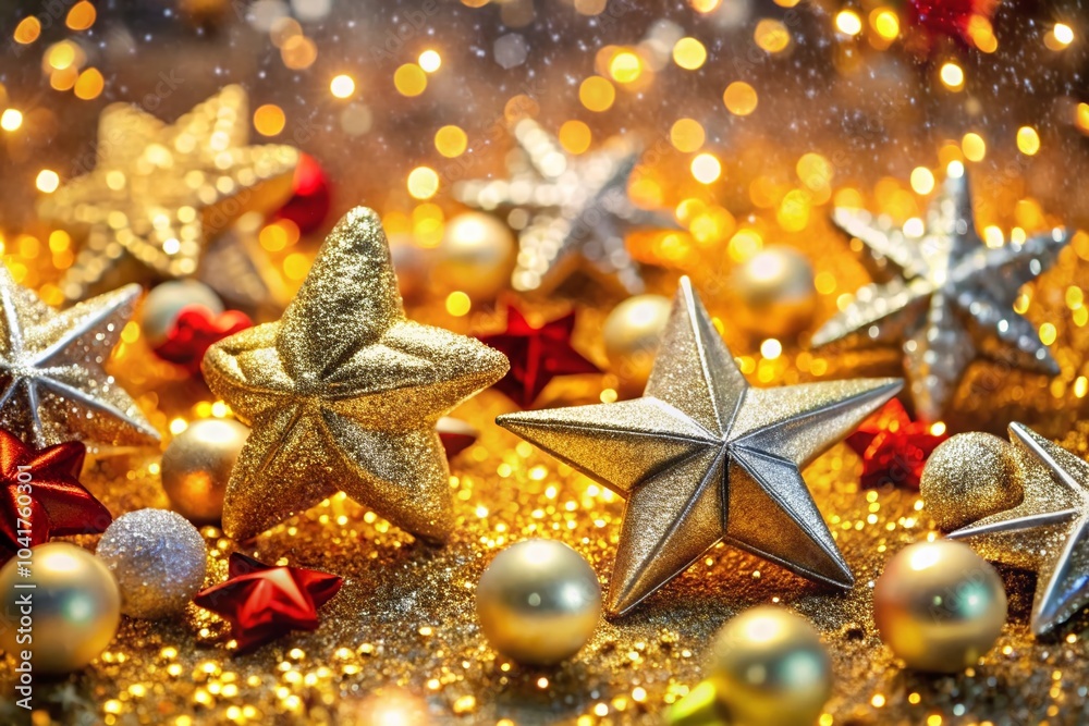 Beautiful Christmas Background with Gold and Silver Stars for Festive Glitter Wallpaper Beautiful Christmas Background with Gold and Silver Stars for Festive Glitter Wallpaper