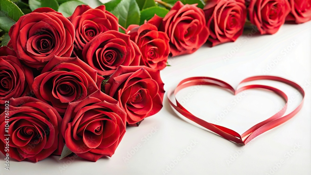 Red roses heart surrounded by multilayered leading lines on white background Red roses heart surrounded by multilayered leading lines on white background