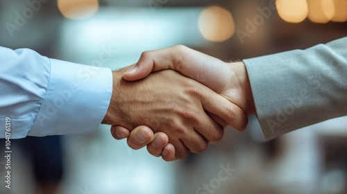 Two men shaking hands in a room