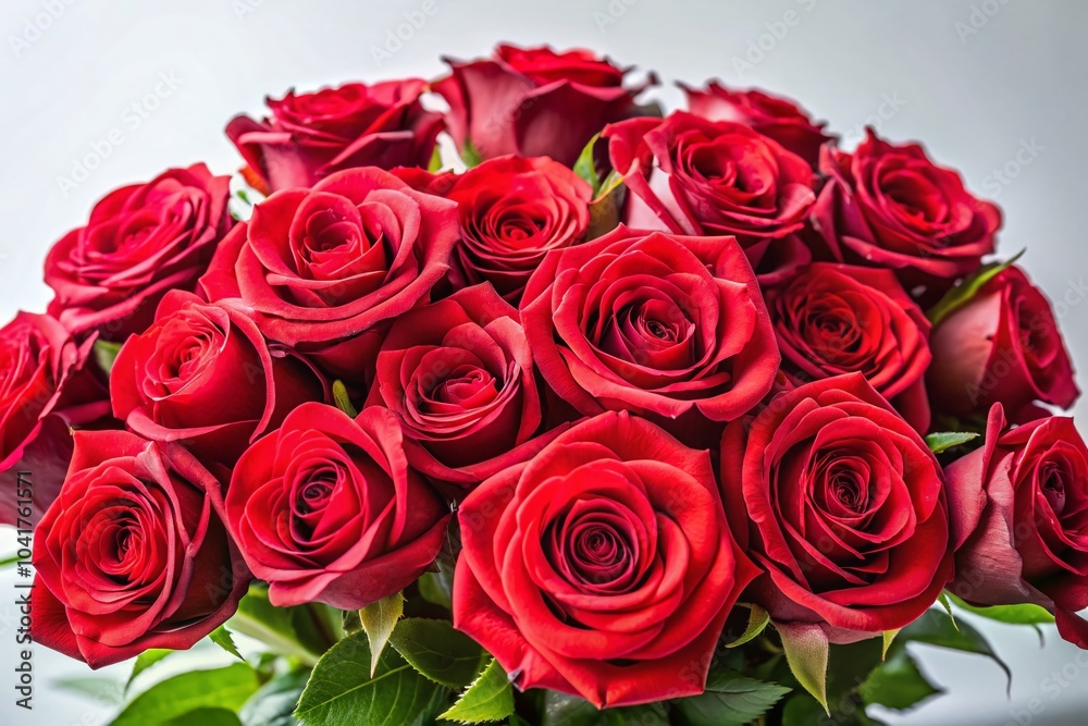 Beautiful Red Roses and Petals on White Background for Romantic Decor and Floral Arrangements Beautiful Red Roses and Petals on White Background for Romantic Decor and Floral Arrangements