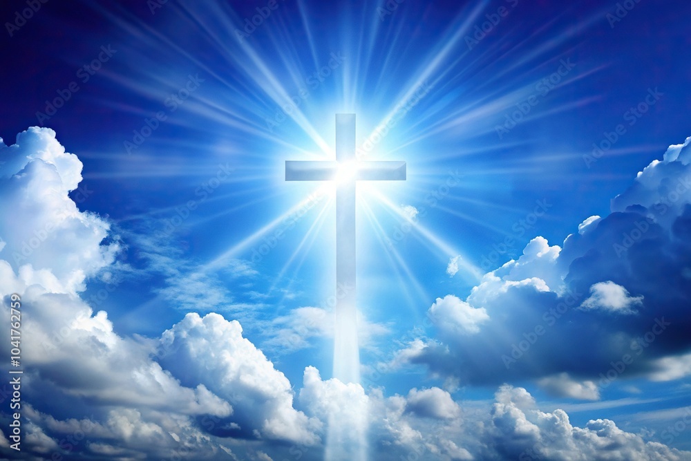 Fototapeta premium Bright Christian cross in sky