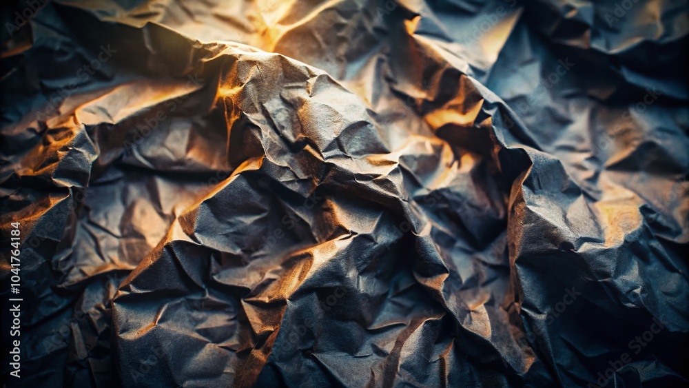 Black Crumpled Paper Texture Design with Double Exposure Effect for Creative Backgrounds and Copy Space Black Crumpled Paper Texture Design with Double Exposure Effect for Creative Backgrounds and Copy Space