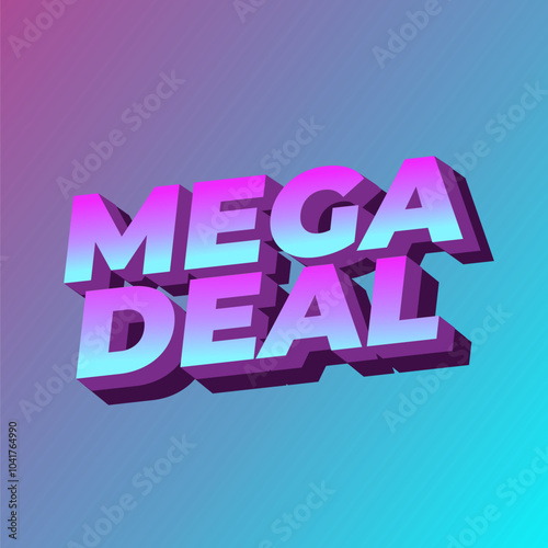 Mega deal. Text effect in 3D look for promotional ads. Square size