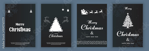 Merry Christmas Typographical on Xmas background with winter landscape with cristmas tree ,star ,santa .Merry Christmas card vector.