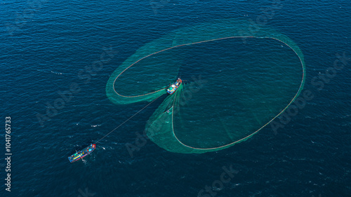 Anchovy fishing season in Dai Lanh sea, Phu Yen, Vietnam. photo