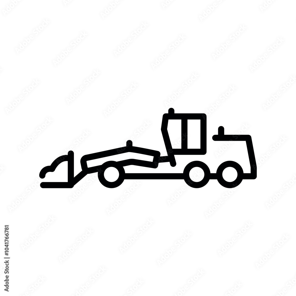 Fototapeta premium Snow Grader black line illustration. Snow removal machine.