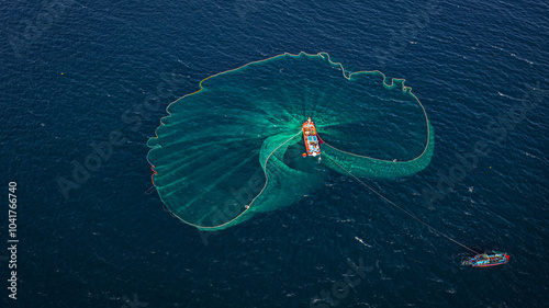 Anchovy fishing season in Dai Lanh sea, Phu Yen, Vietnam. photo