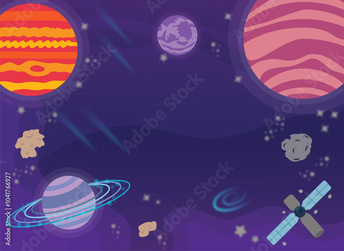 Vector Hand Drawn Outer Space Background Illustrations