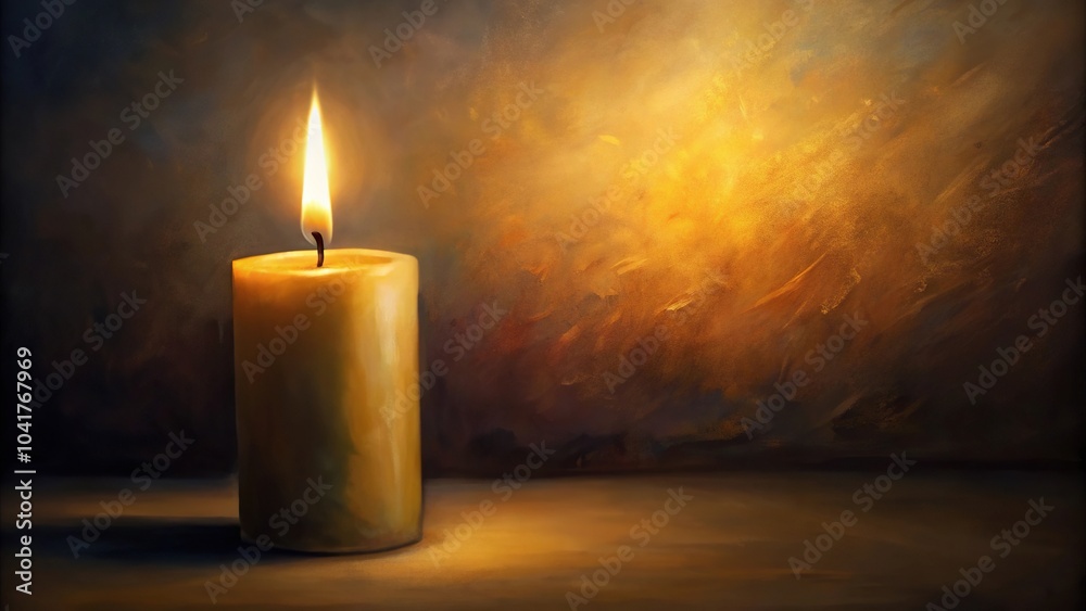 Candle with flame painting in medium shot Candle with flame painting in medium shot