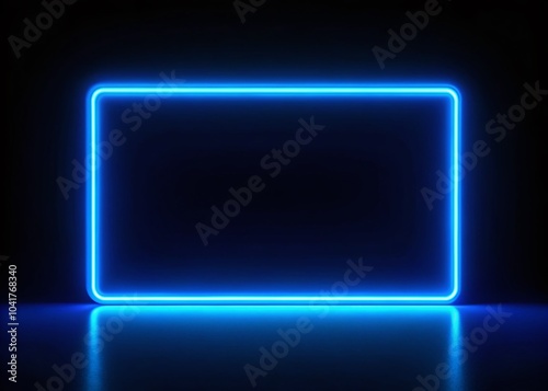 Blue Neon Rectangle on Black Background - Modern Digital Aesthetic for Wallpaper and Design Projects