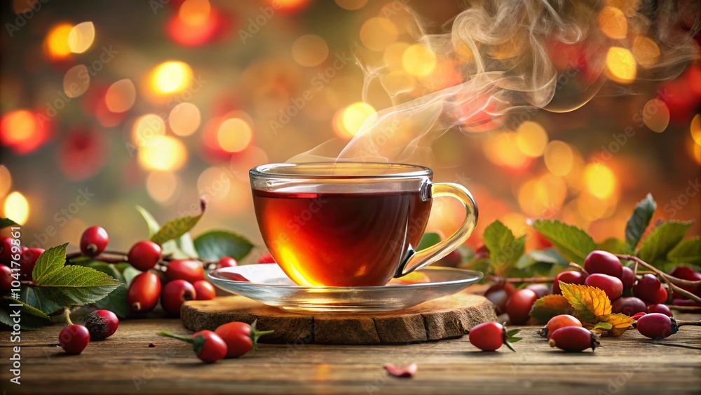 Bokeh Effect of Rose Hip Tea with Ripe Berries for Nature and Herbal Tea Enthusiasts Bokeh Effect of Rose Hip Tea with Ripe Berries for Nature and Herbal Tea Enthusiasts