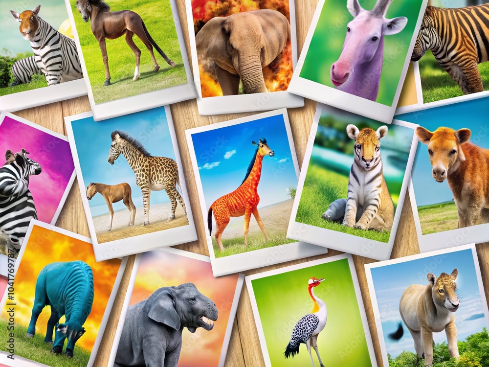 Obraz premium Zoo Animals Alphabet Flashcards for English Language Learning - A to F Collection