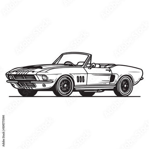 Car Outline Vector Artwork on White.