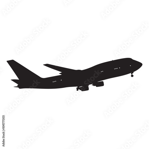 Jet Airplane Silhouette Against a White Background.