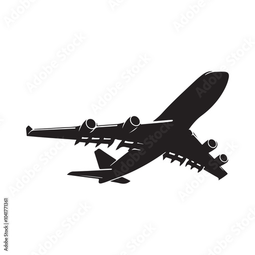 Jet Airplane Silhouette Against a White Background.