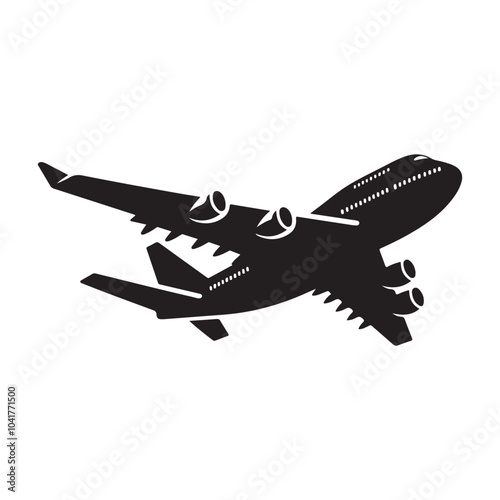 Plane Silhouette Illustration on a White Background.