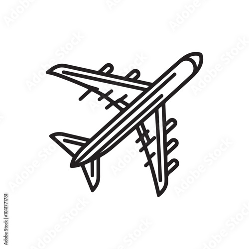 Airplane Silhouette Isolated on White Background.