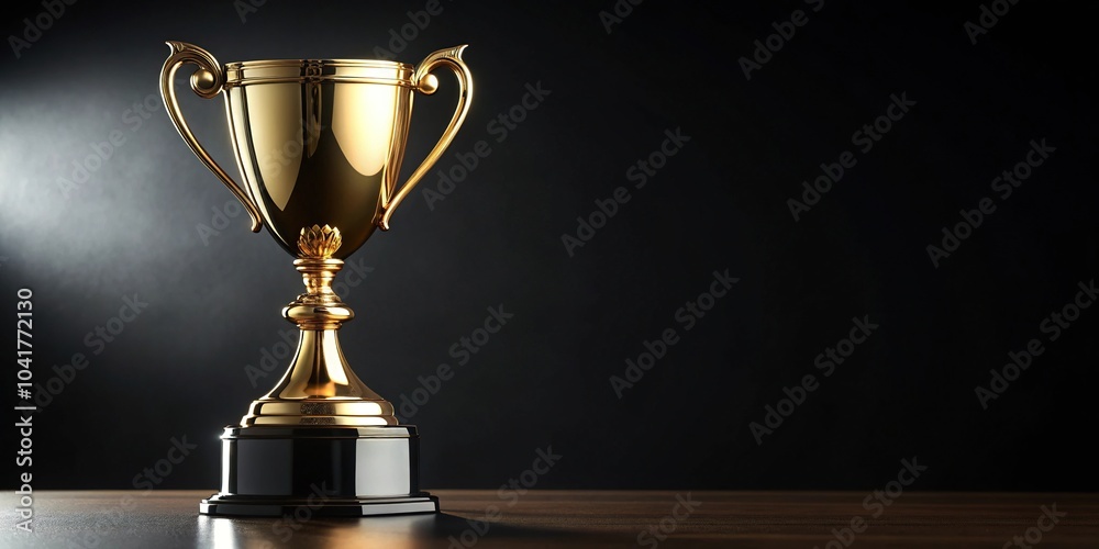 Champion golden trophy cup on black background Champion golden trophy cup on black background