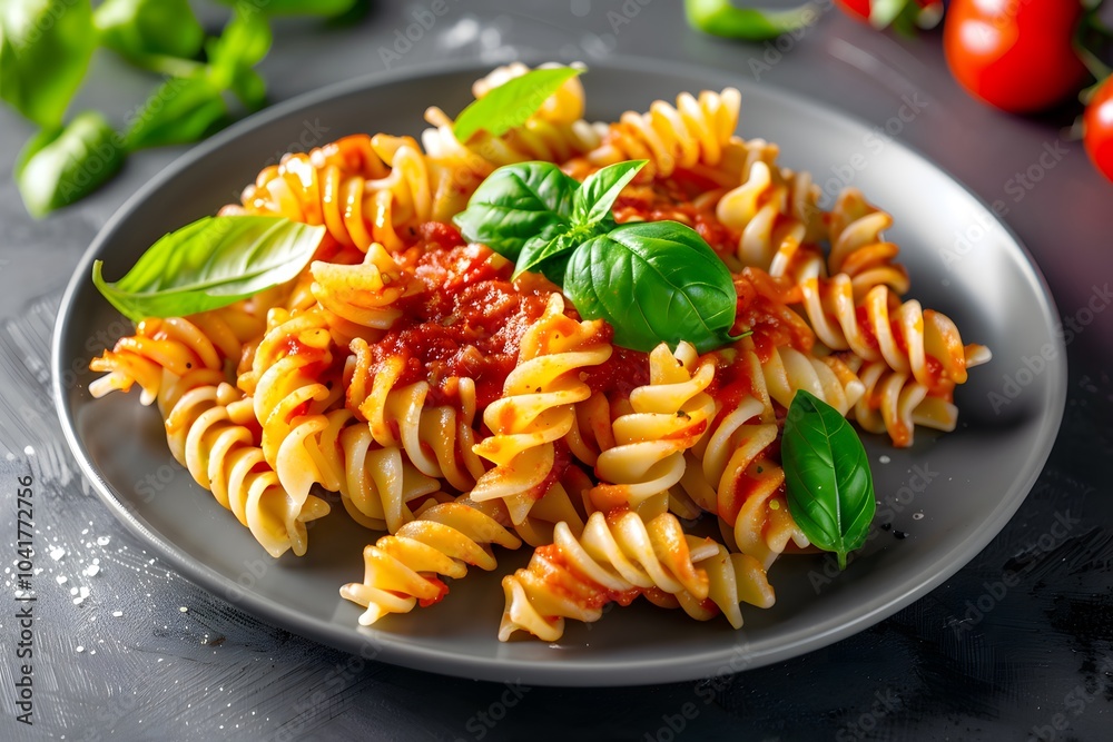 Fusilli Pasta with Tomato Sauce and Basil Fusilli Pasta with Tomato Sauce and Basil