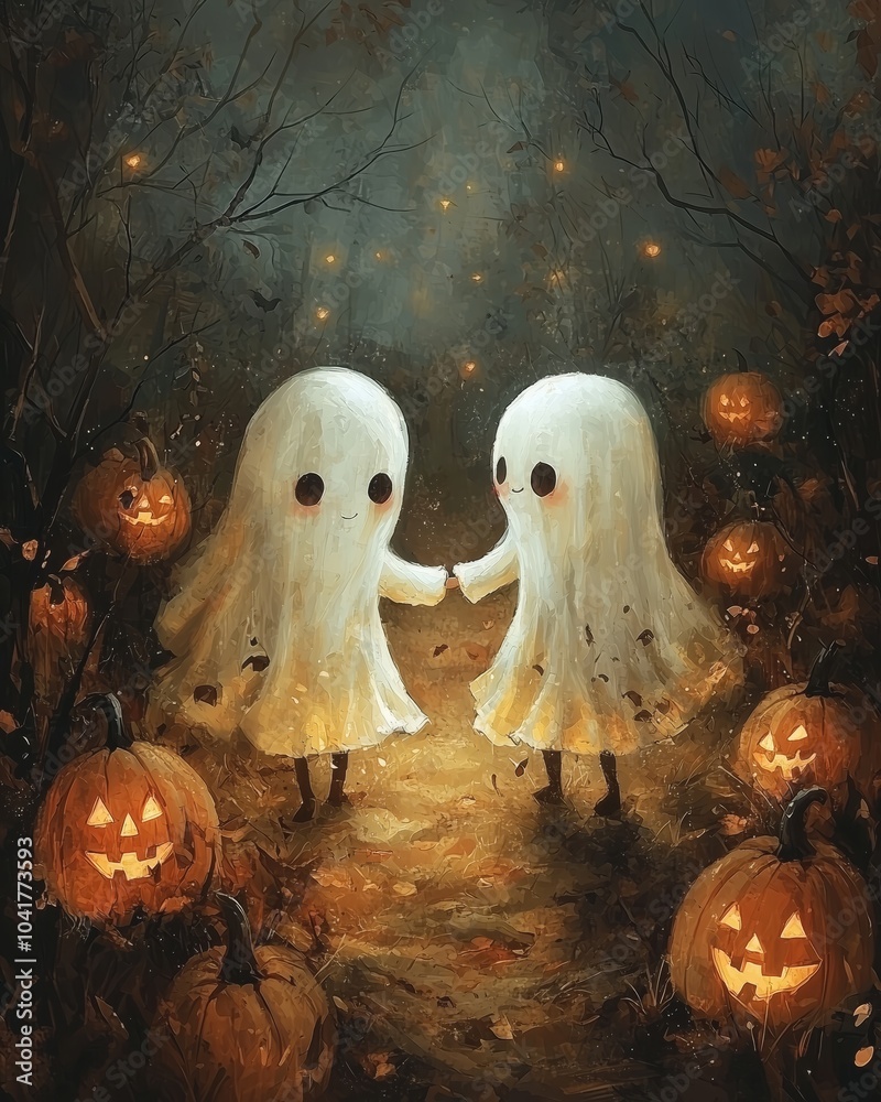 Childlike Ghosts Strolling in a Pumpkin Patch Childlike Ghosts Strolling in a Pumpkin Patch