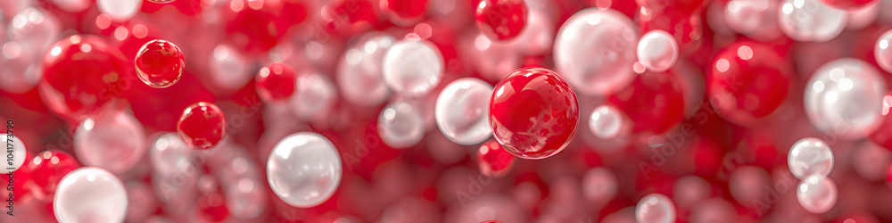 Raspberry Red Abstract Texture with Dropped Red and White Plastic Beads
