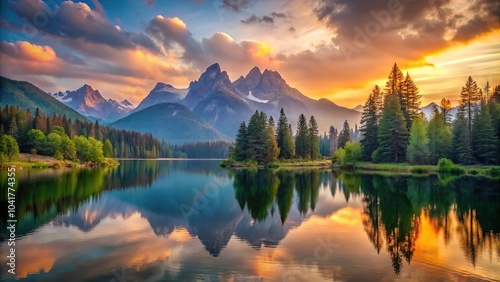 Captivating natural wonders, majestic peaks, serene lakes, tranquil forests, enchanting sunsets, breathtaking landscapes