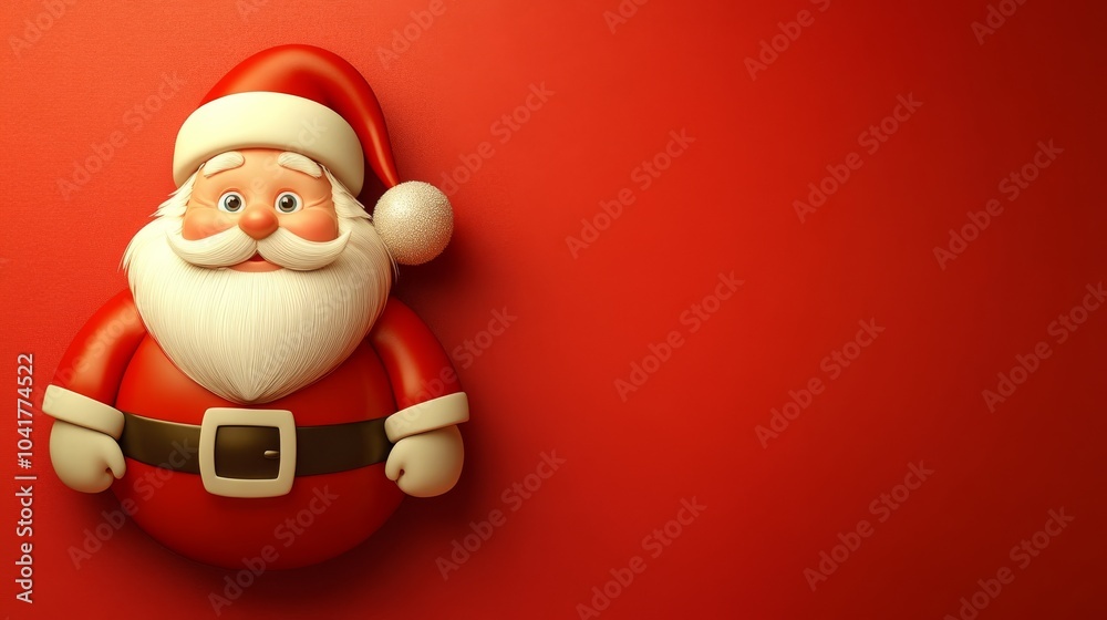 A red background with a cartoon character of Santa Claus A red background with a cartoon character of Santa Claus