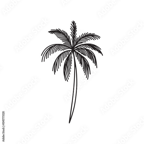 Wallpaper Mural Simple Coconut Palm Tree Silhouette Icon on White Canvas. Torontodigital.ca