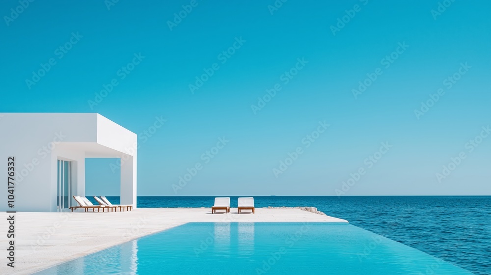Fototapeta premium Minimalistic Beach Resort with Clear Blue Water