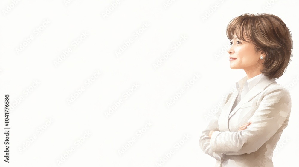 Confident woman in white suit strikes a pose, study in power dressing and modern elegance Confident woman in white suit strikes a pose, study in power dressing and modern elegance