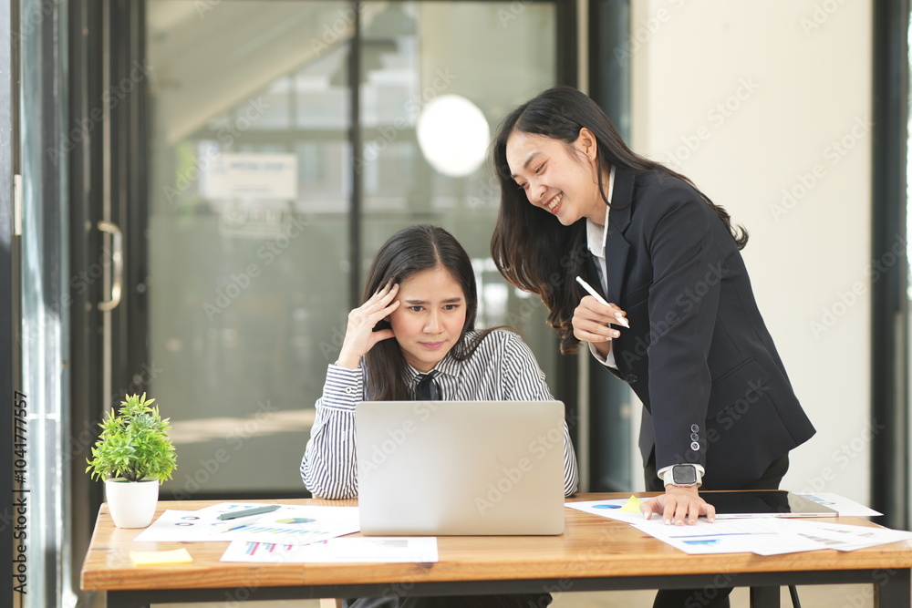 Asian woman succeeds at office Asian woman succeeds at office