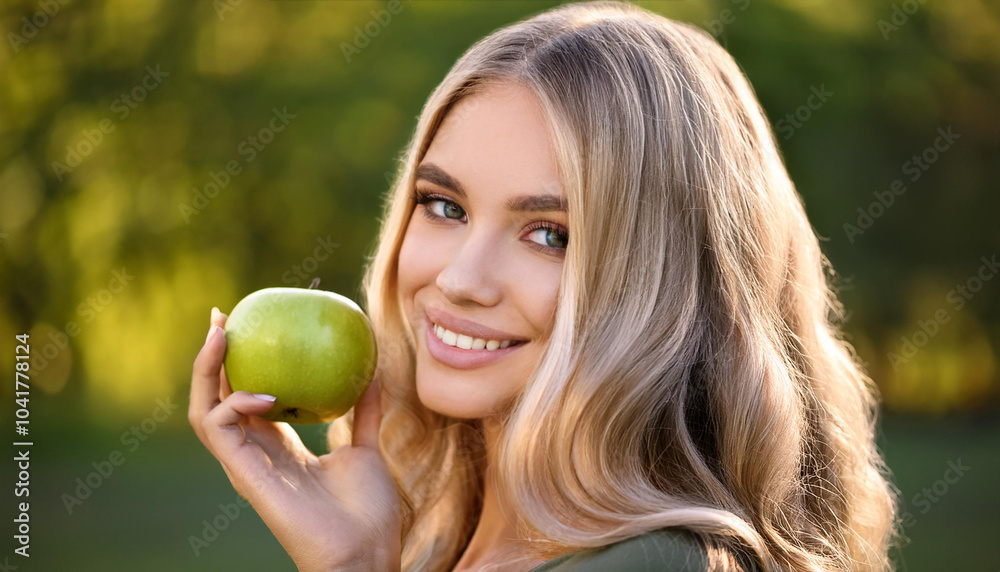 Junge Frau mit Apfel Junge Frau mit Apfel