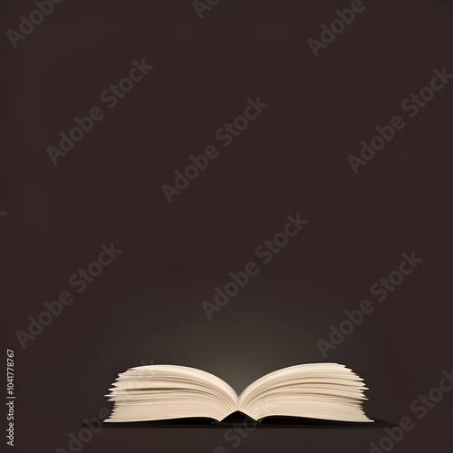 A book on dark brown background, copy space.