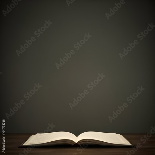 A book opened on the gray vintage background. Copy space for your work.