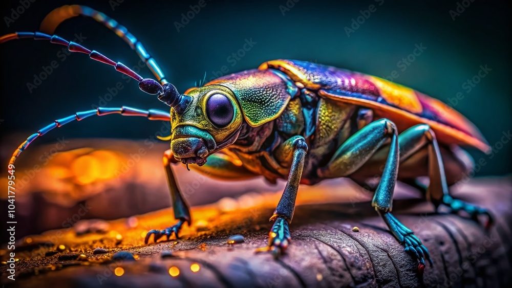 Fototapeta premium Captivating Longhorn Beetle in Low Light Photography for Nature Enthusiasts
