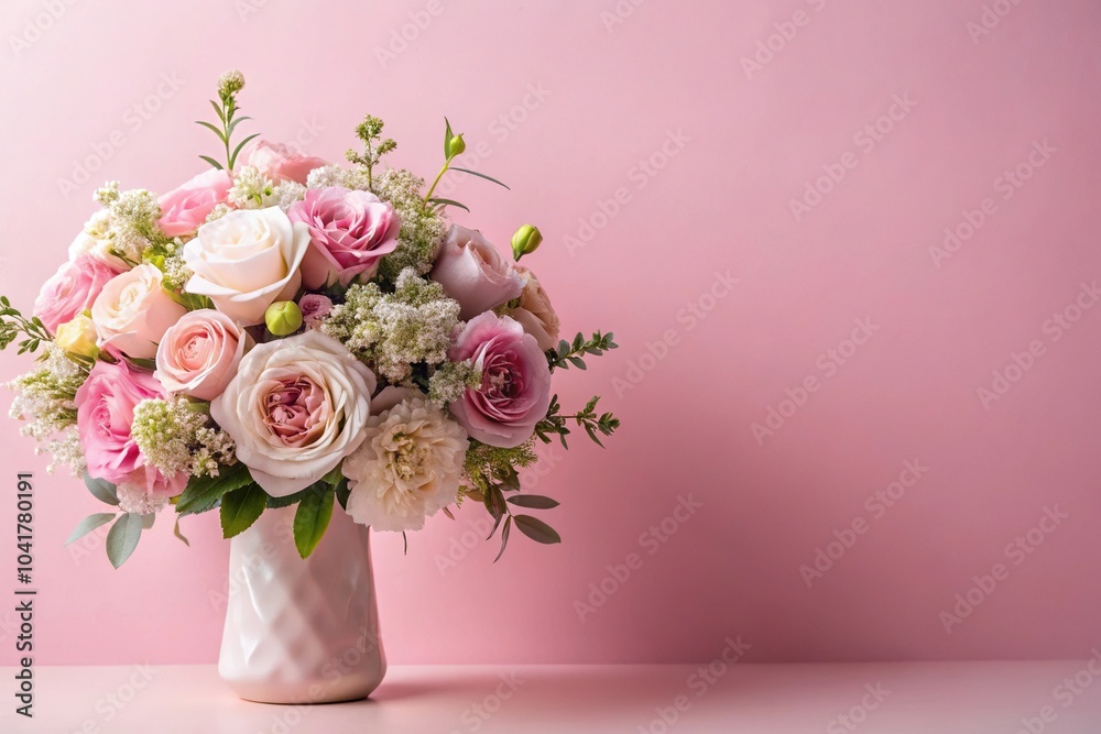 Obraz premium charming flower arrangement on pastel pink background