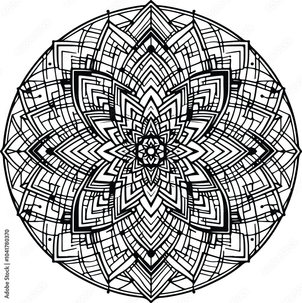 Obraz premium Line art mandala illustration