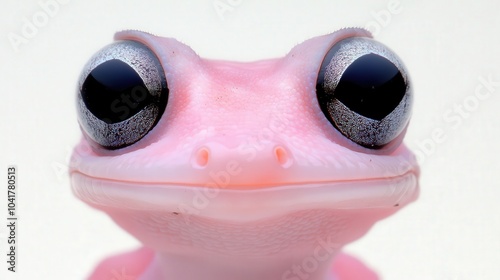 Frog-eyed gecko with its wide, curious eyes and sand-like patterns, standing out against the white background. photo