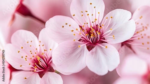 Close-up of pink cherry blossoms in bloom