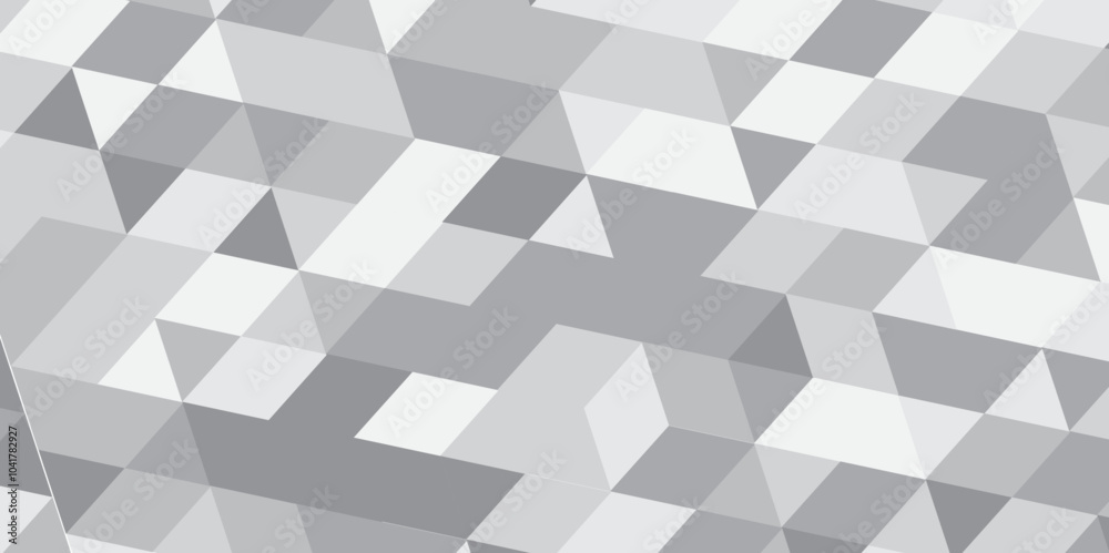 Abstract geometric white and gray background seamless mosaic and low polygon triangle texture wallpaper, Triangle Vector Abstract Geometric Technology seamless pattern Background. 