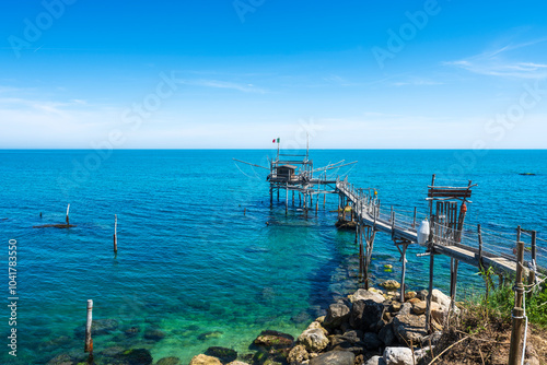 Trabocco wooden old fishing machine. San Vito Chietino, Abruzzo, Italy photo