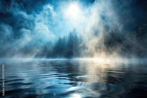 Abstract background of water mist with shadows at a tilted angle