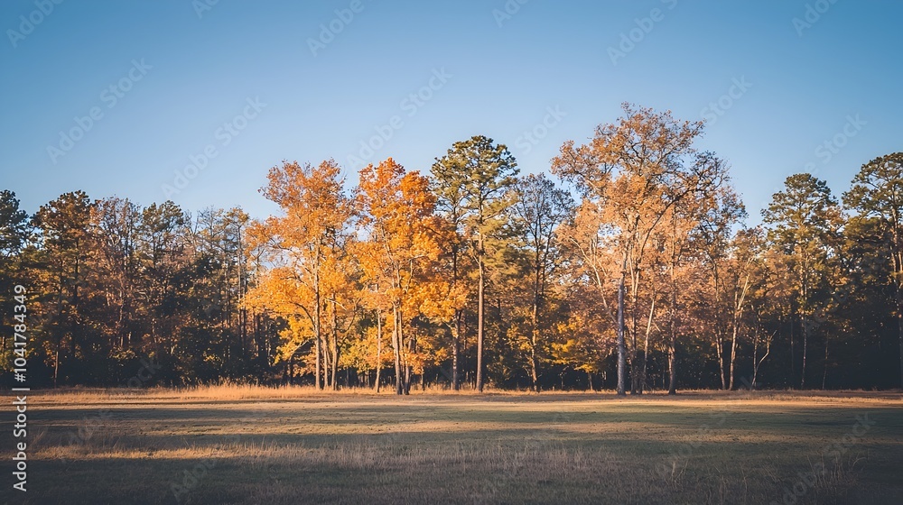 Obraz premium Warm golden light casts long soft shadows over the rows of orange trees on a sprawling farm at sunset The vibrant orange foliage and rich textured details create a serene picturesque landscape