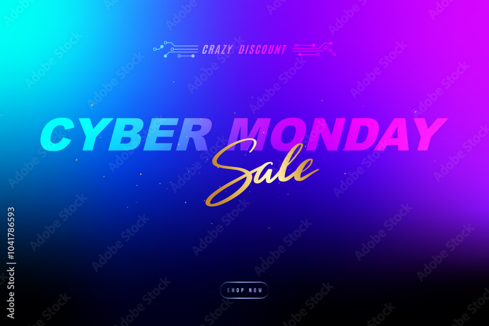 Colorful Cyber Monday promo with neon gradient and dynamic text. Colorful Cyber Monday promo with neon gradient and dynamic text.