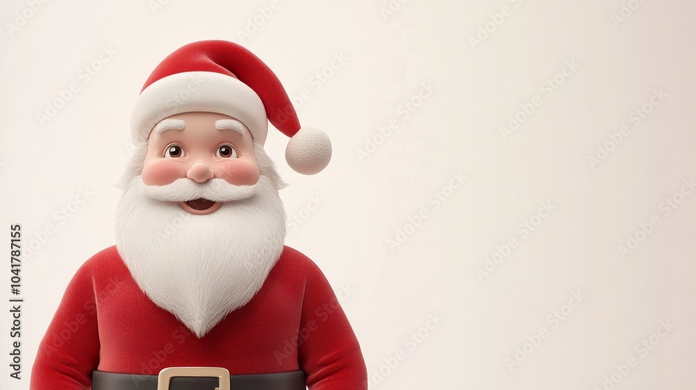 A cartoonish santa standing in front of a white background A cartoonish santa standing in front of a white background