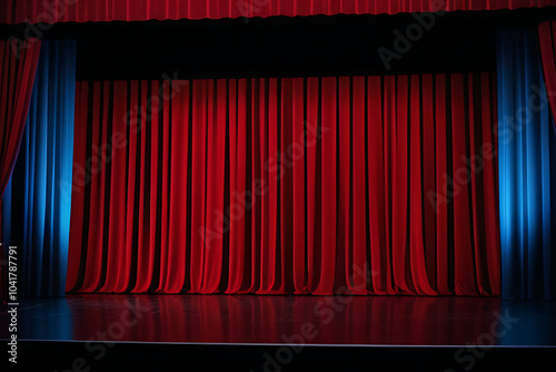 curtains red stage cut frame performance area