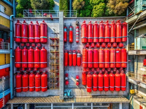 Drone Photography of Fire Extinguishers in Indonesian Factories - APAR Safety photo