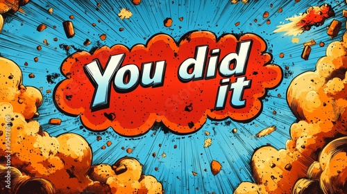 Bright comic-style speech bubble displaying 