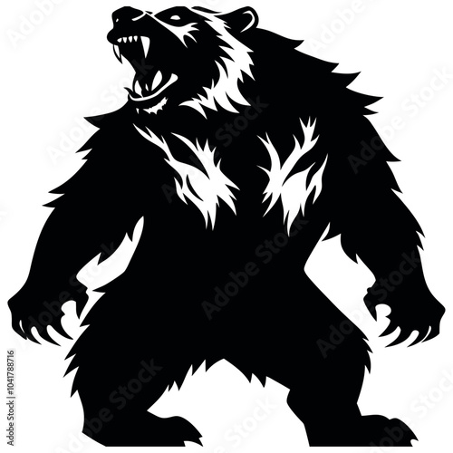 Angry Bear Silhouette vector illustration 